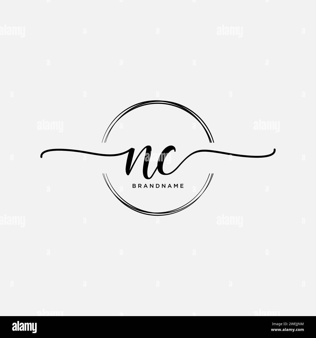 NC Initial Handschriftenlogo mit Kreis Stock Vektor