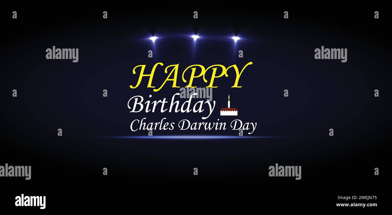 HAPPY Birthday Charles Darwin Hintergrundbilder und Hintergründe, die Sie herunterladen und auf Ihrem Smartphone, Tablet oder Computer verwenden können. Stock Vektor