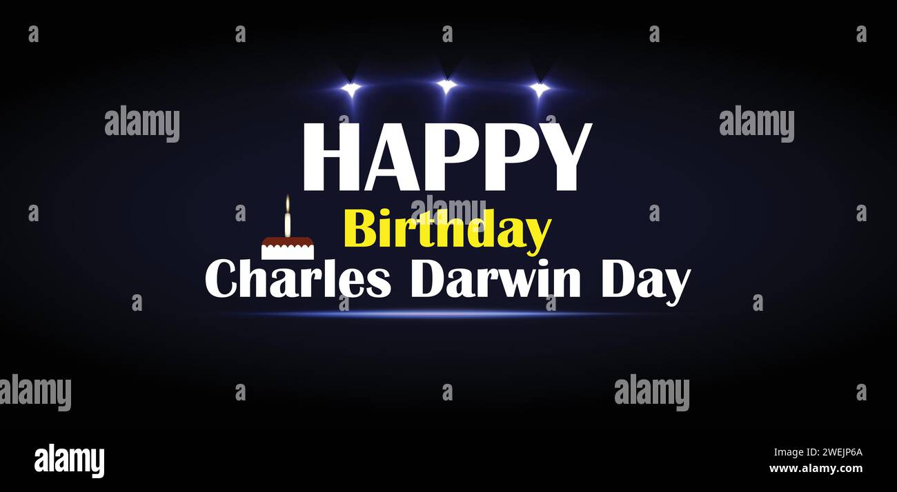 HAPPY Birthday Charles Darwin Hintergrundbilder und Hintergründe, die Sie herunterladen und auf Ihrem Smartphone, Tablet oder Computer verwenden können. Stock Vektor