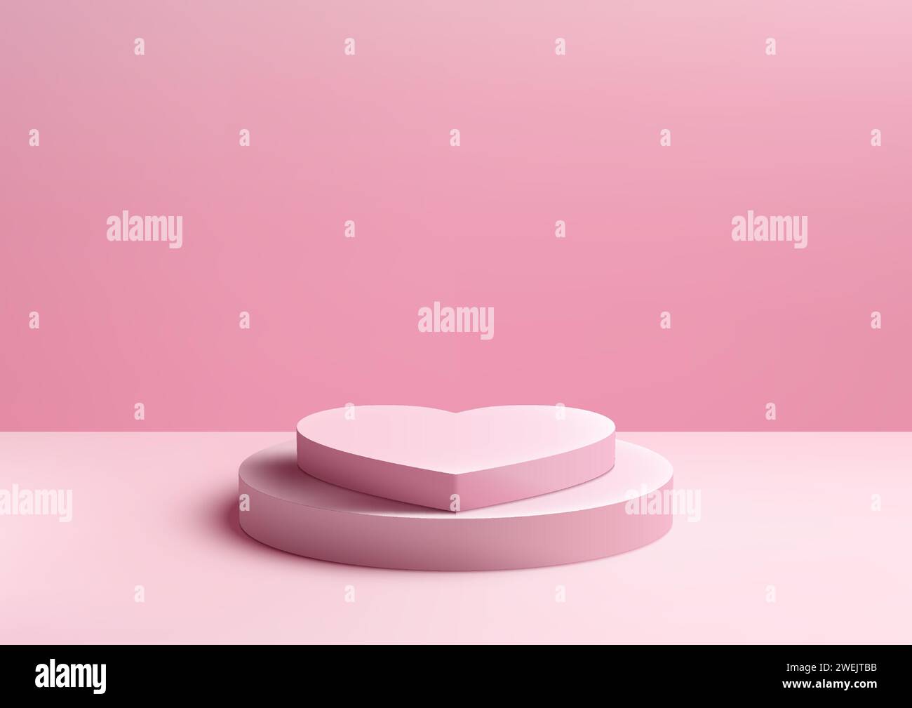 3D-Herzpodium-Mockup zum Valentinstag. Perfekt für Produktdisplays, Branding und soziale Medien. Vektorabbildung Stock Vektor