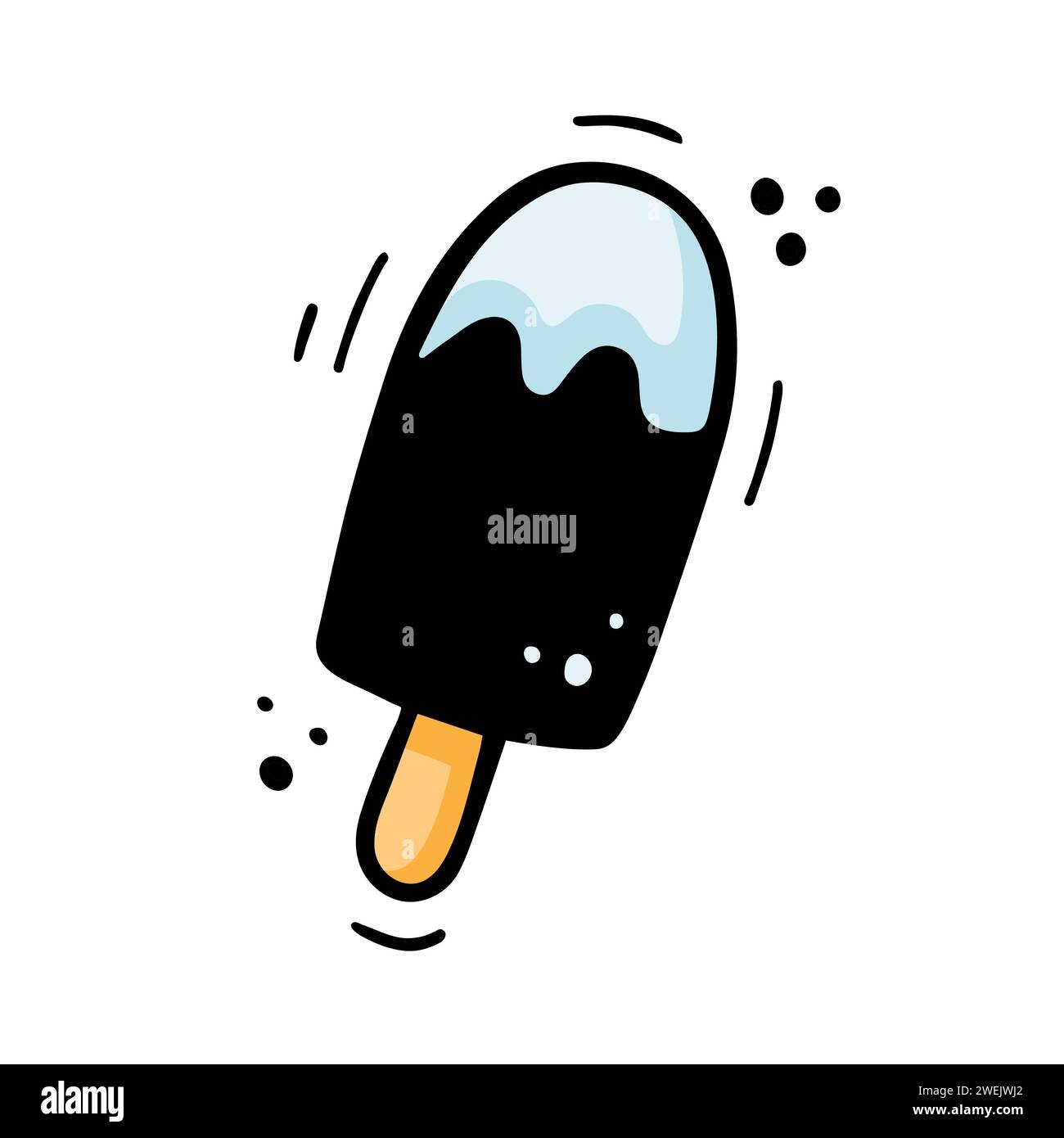 Illustration Eis. Handgezeichnetes Eis. Fastfood-Illustration im Doodle-Stil. Skizze von Eis. Buntes Eis mit Filzstift gezeichnet. Vektorabbildung Stock Vektor