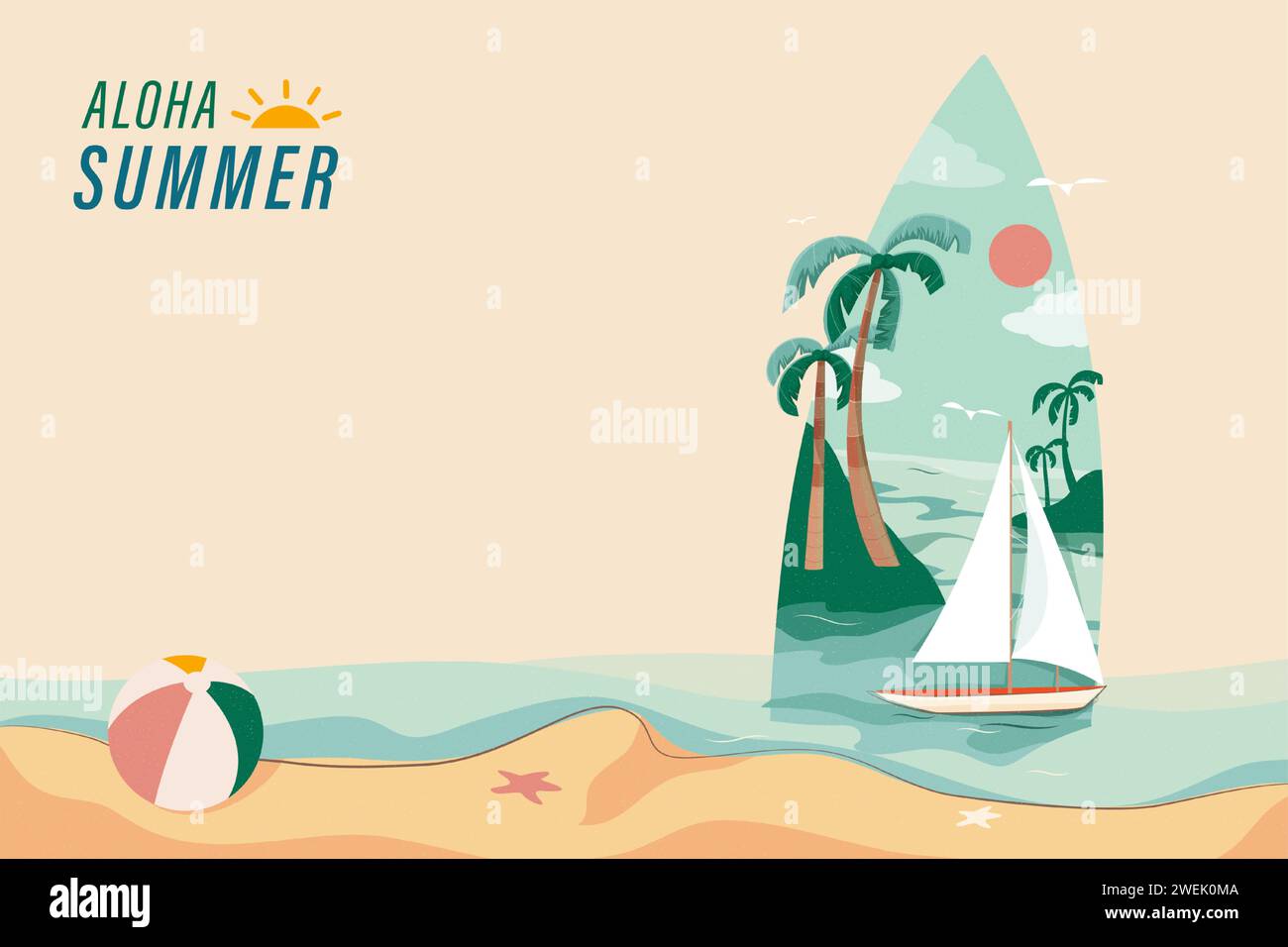 Sommer Strand Hintergrund kreatives Design mit Kopierraum für Text Stock Vektor