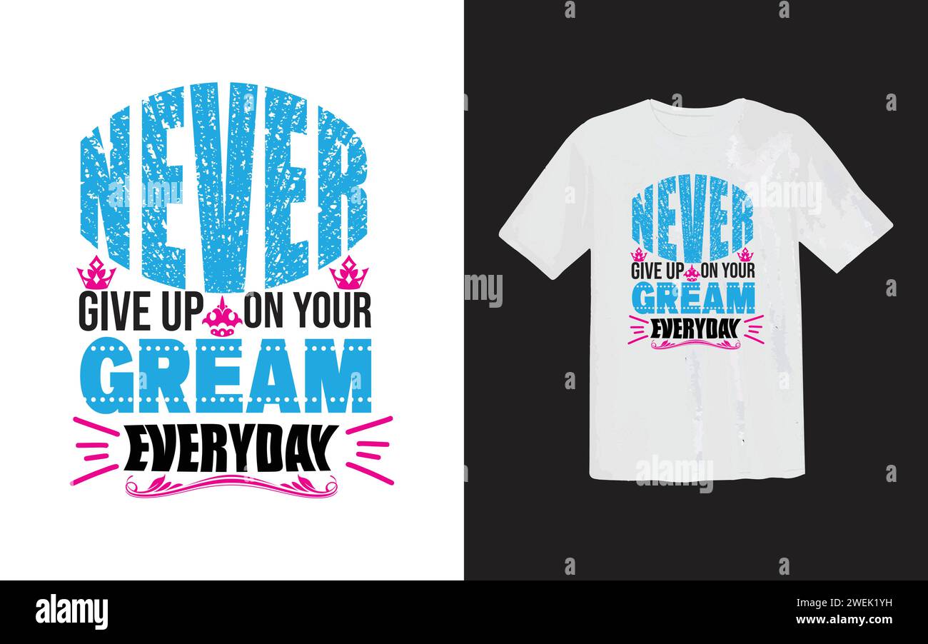 T-Shirt-Design. Kreatives neues Design. Trendige Typografie T-Shirt-Vorlage. Vektordruck-on-Demand-Design. Bestes T-Shirt. Stock Vektor