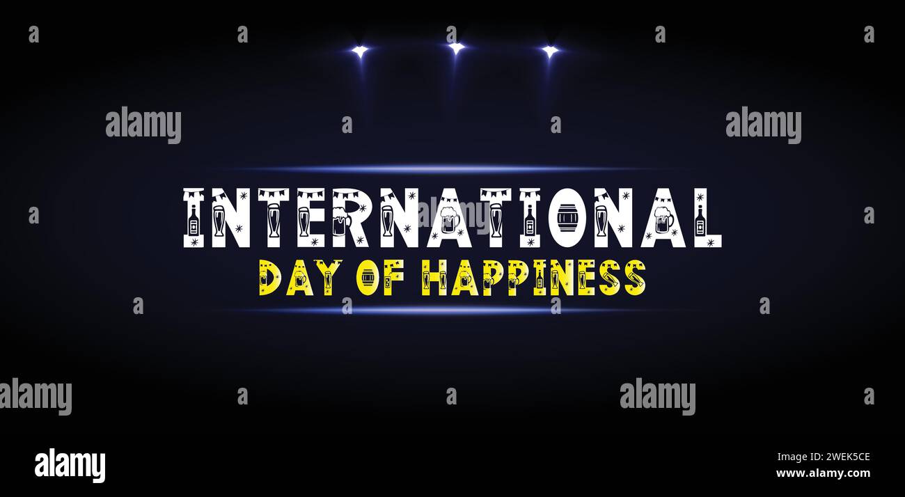 Hintergrundbilder und Hintergründe zum INTERNATIONALEN Tag des Glücks, die Sie herunterladen und auf Ihrem Smartphone, Tablet oder Computer verwenden können. Stock Vektor