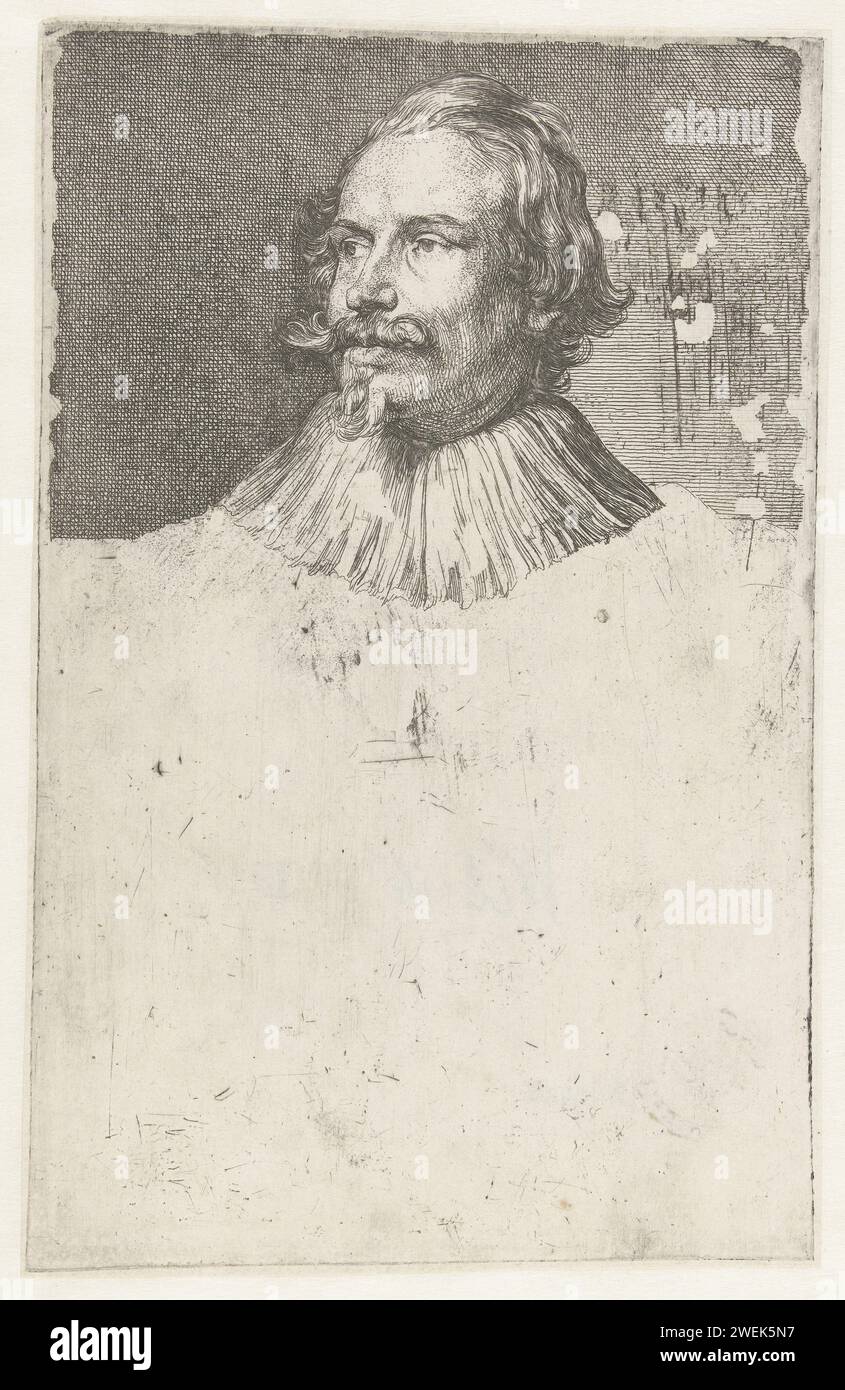 Porträt von Paul de Vos, Anthony Van Dyck, 1630–1632 Druckpapier Gravur Porträt, Selbstporträt des Malers Stockfoto