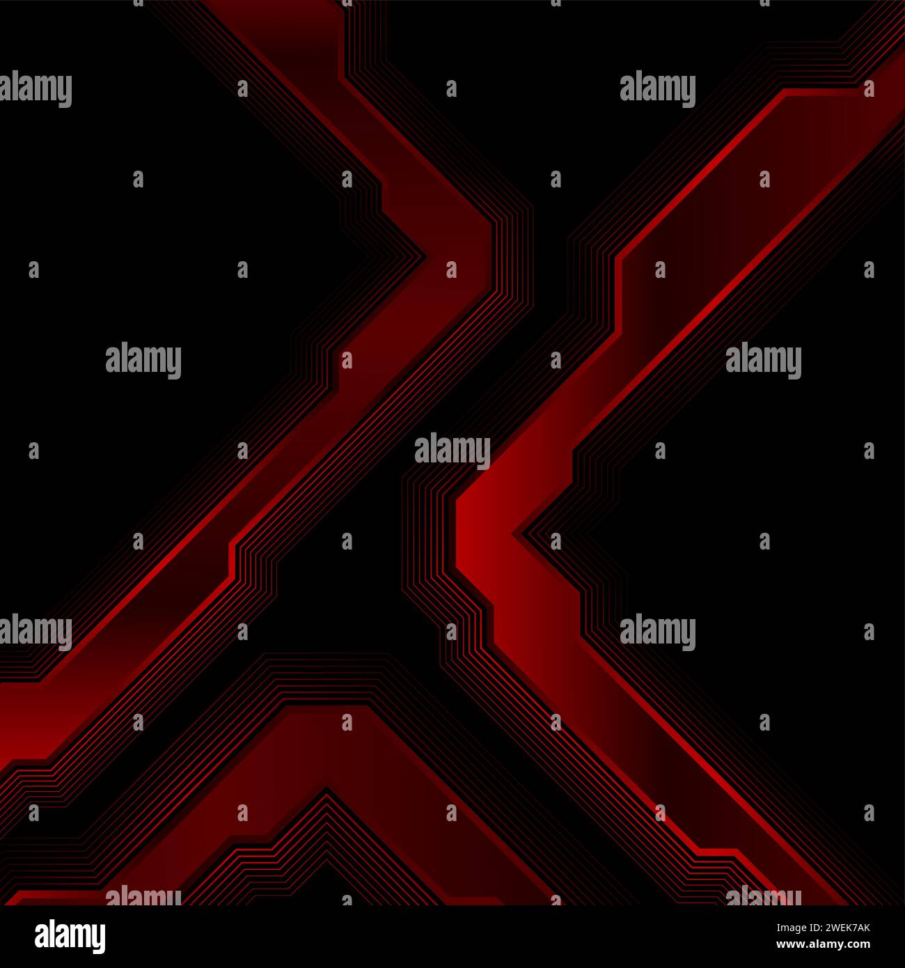Abstrakter Hintergrund aus rotem und schwarzem geometrischem Tech-Design. Minimales Vektordesign Stock Vektor