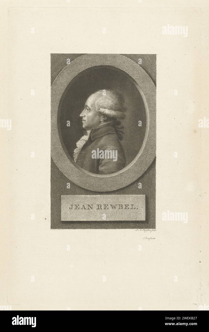 Porträt von Jean Rewbel, Lambertus Antonius Claessens, ca. 1792 - ca. 1808 Druckpapierätzung Stockfoto