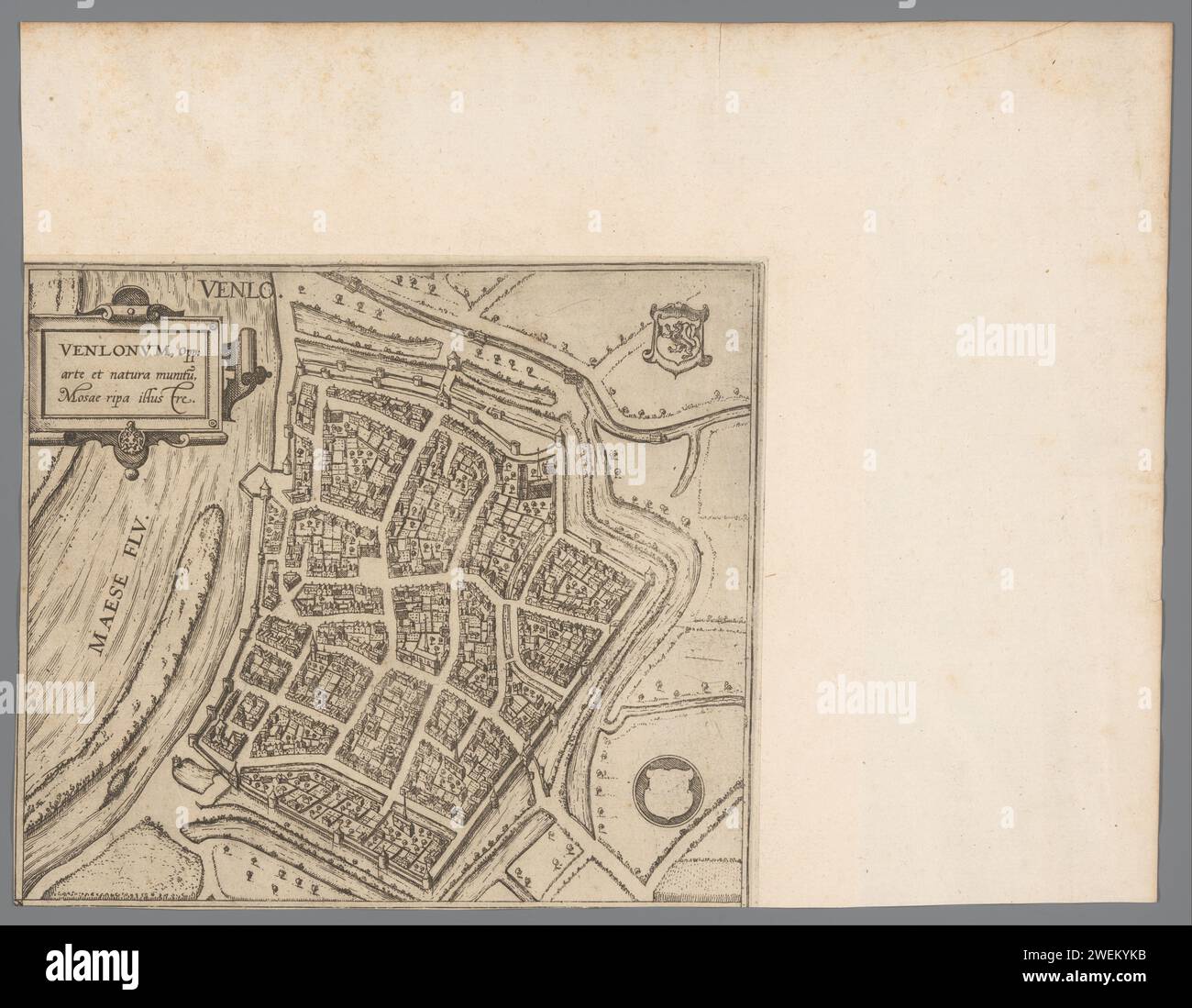 Karte von Venlo, Anonym, 1580 - 1625 Druckpapier graviert Karten von Städten Venlo Stockfoto