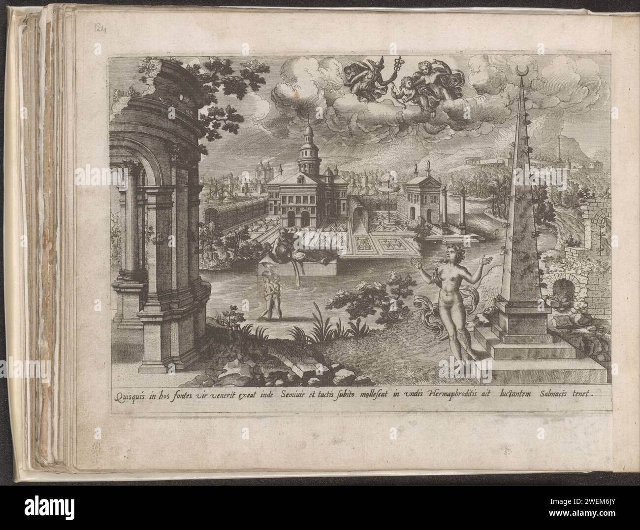 Salmacis en hermaphroditus, 15701574 Druck die Nymphe Salmacis steht