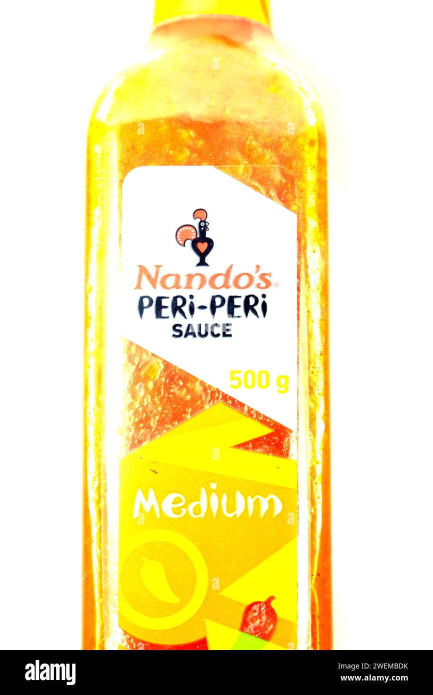 Nando's Peri-Peri-Sauce. Stockfoto