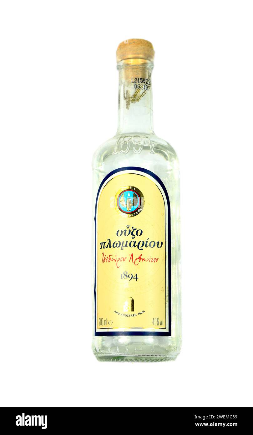 Eine Flasche griechischen Ouzo. Stockfoto