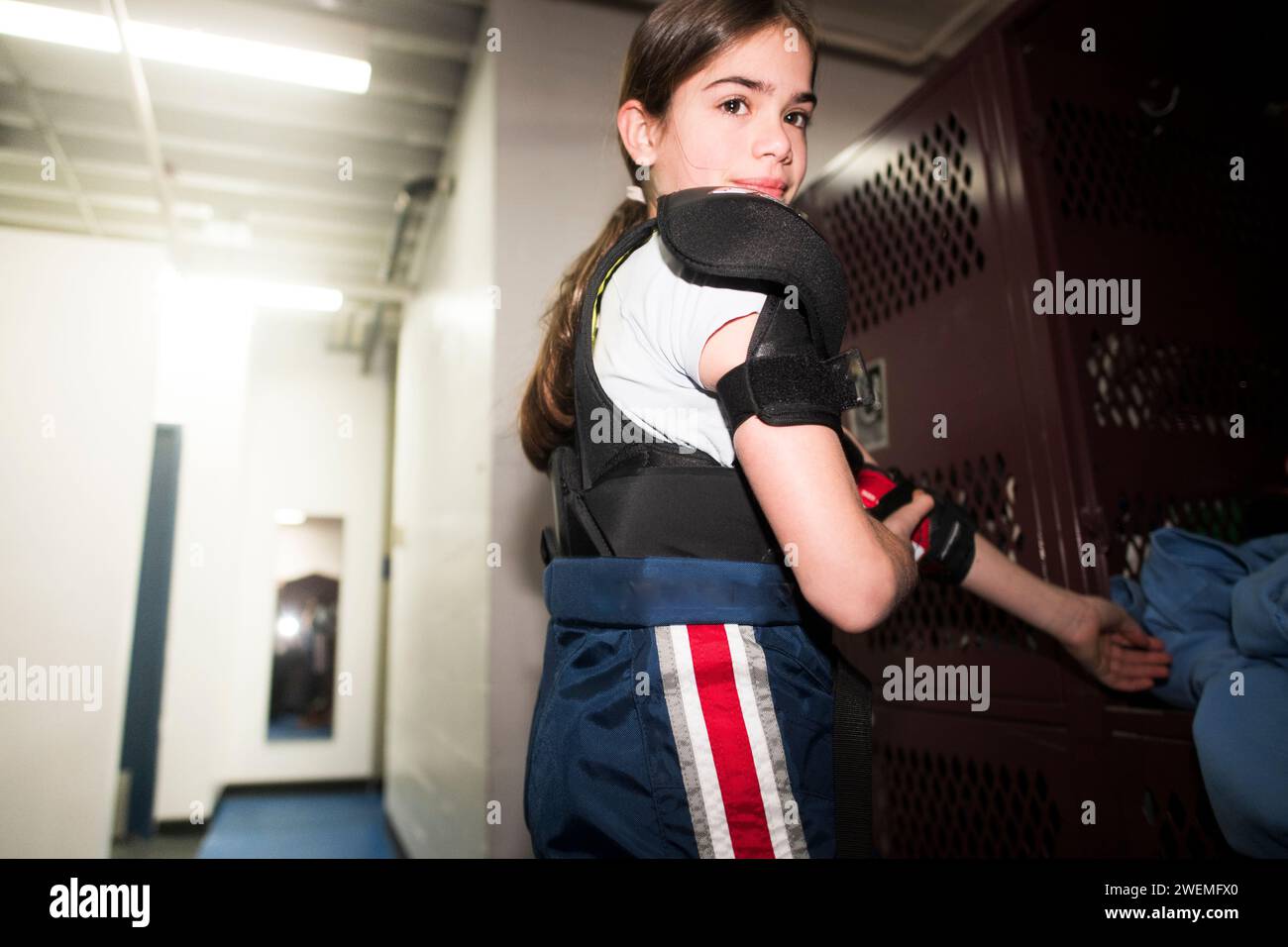 11 Jahre Hockeyspielerin Stockfoto