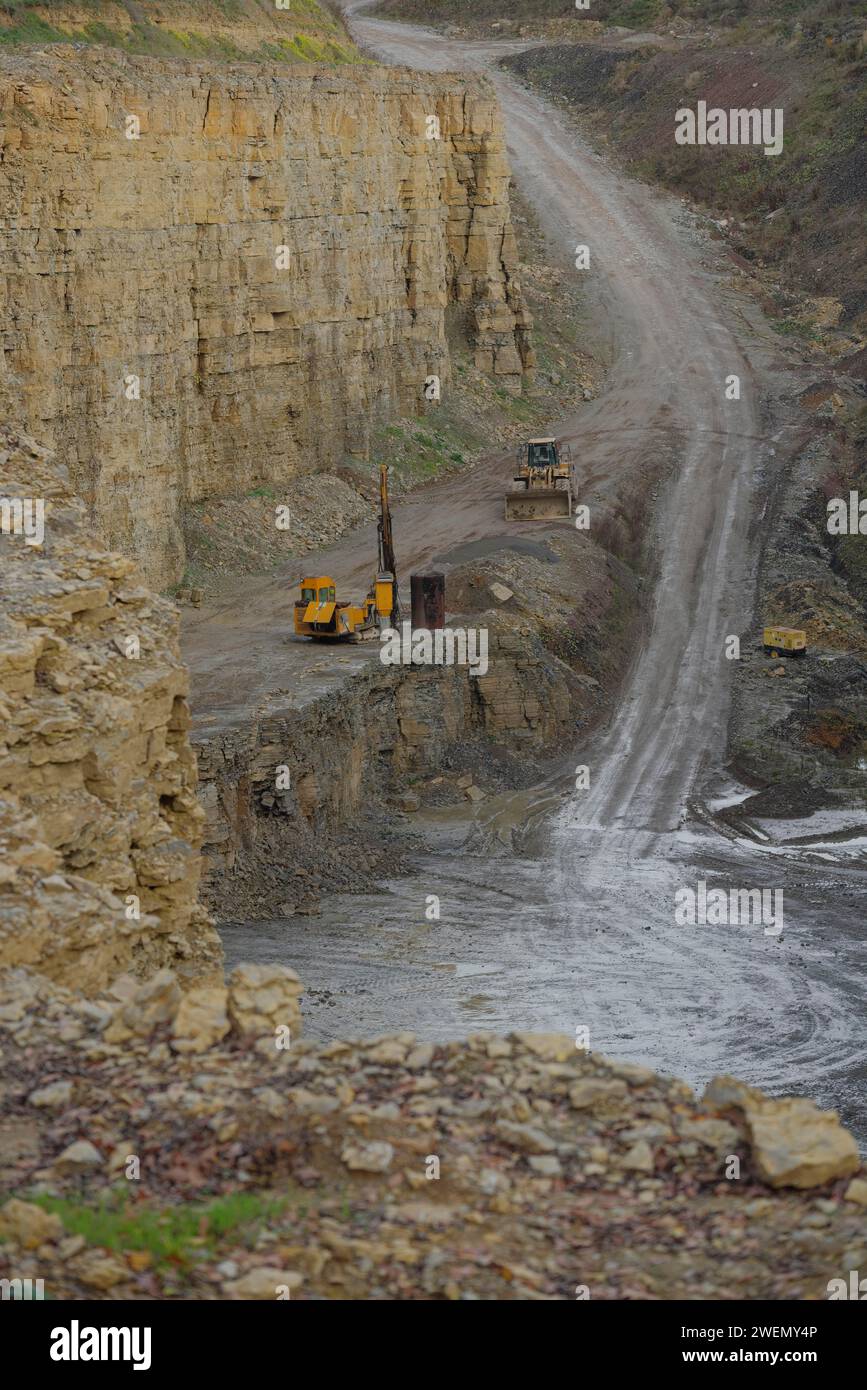 Muschelkalksteinbruch bei Schwäbisch Hall, Naturpark Schwaebisch-Fränkischer Wald, Hohenlohe, Schwäbisch Hall, Heilbronn-Franken Stockfoto