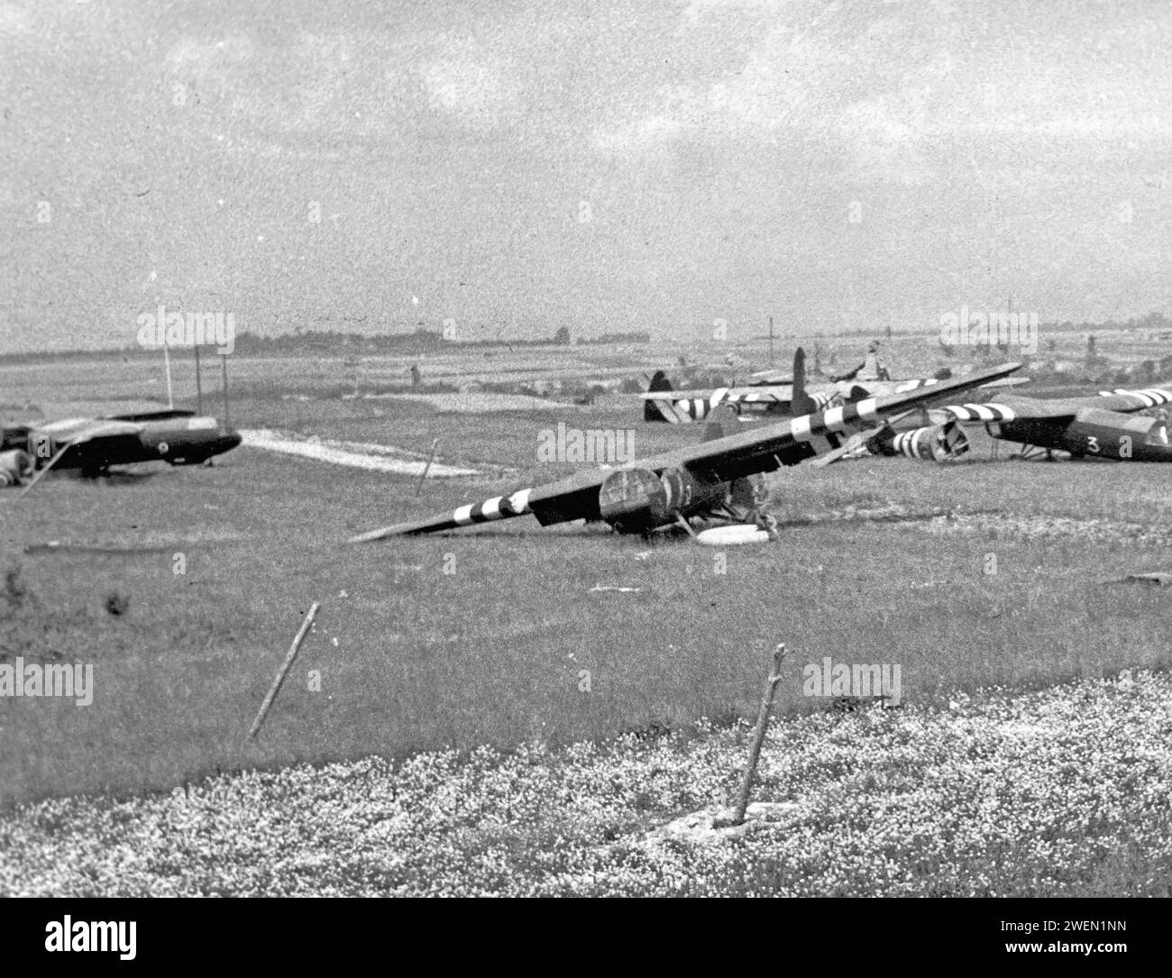 HORSA SEGELFLUGZEUGE nach der Landung in Frankreich am 6. Juni 1944 Stockfoto