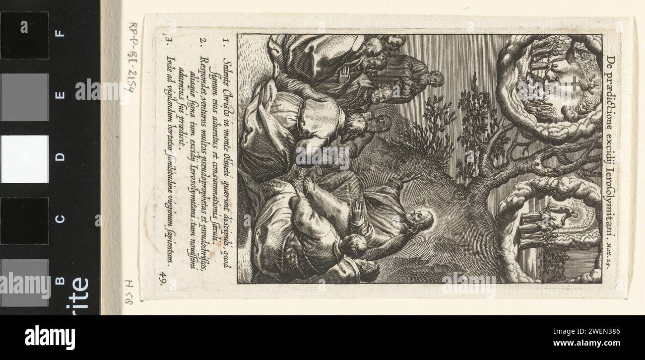 Christus predigt das Gleichnis von den fünf Weisen und den fünf törichten Jungfrauen, Boëtius Adamsz. Bolswert, 1622 Druckpapier mit Gravur der weisen und törichten Jungfrauen  Gleichnis Christi (Matthäus 25:1-13) Stockfoto