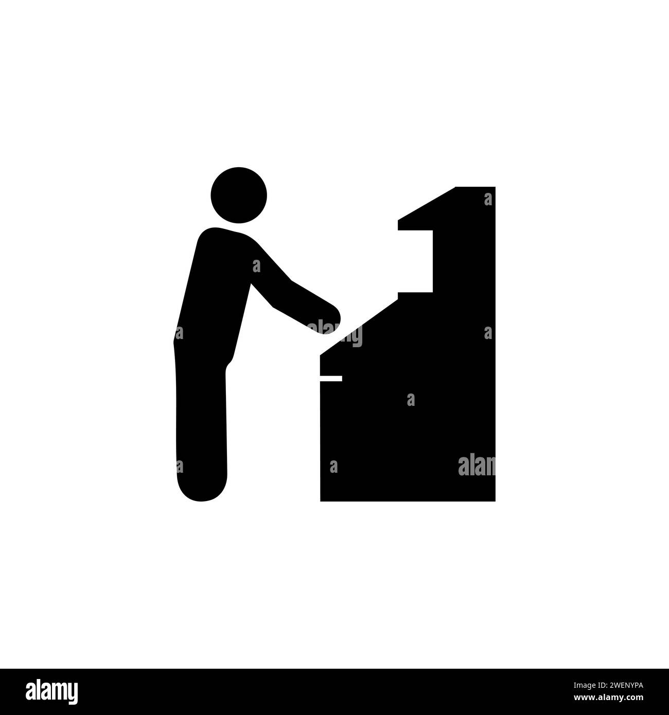 Symbol für ATM und man Flat Vektor. Einfaches, ausgefülltes Symbol auf weißem Hintergrund Stock Vektor