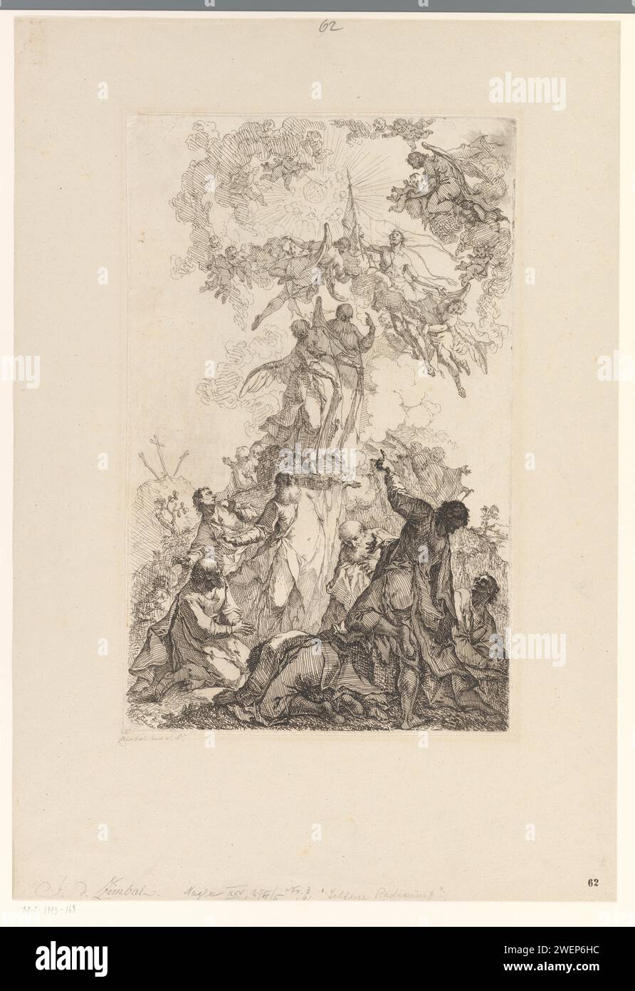 Hemelvaart, Johann Cimbal, ca. 1750 Druckpapier zur Ätzung der Himmelfahrt (Christus umgeben von strahlendem Licht oder in einer Mandorla) Stockfoto