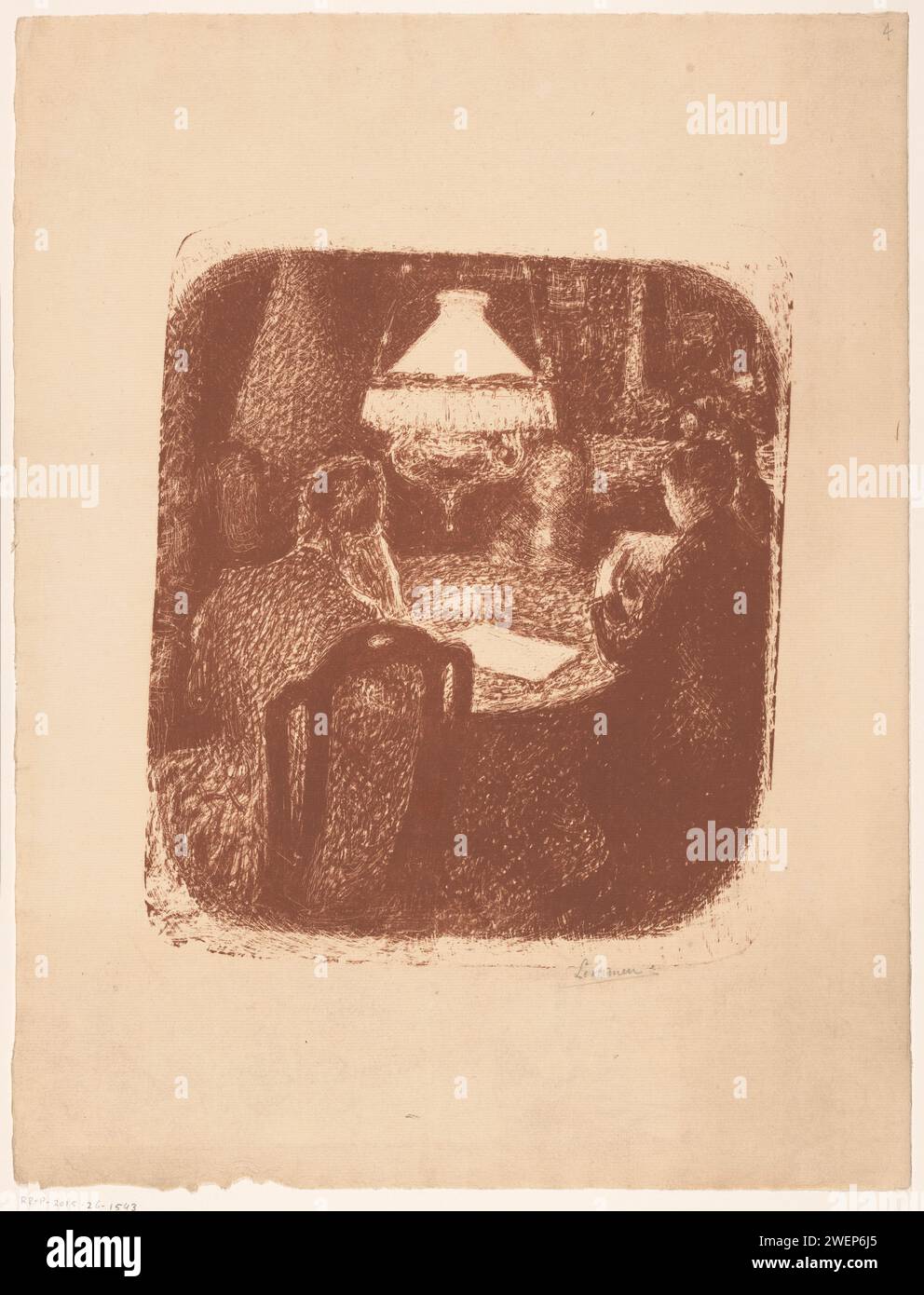 Leser am Tisch, Georges Lemmen, ca. 1888 - 1916 gedrucktes Papier lesen Stockfoto