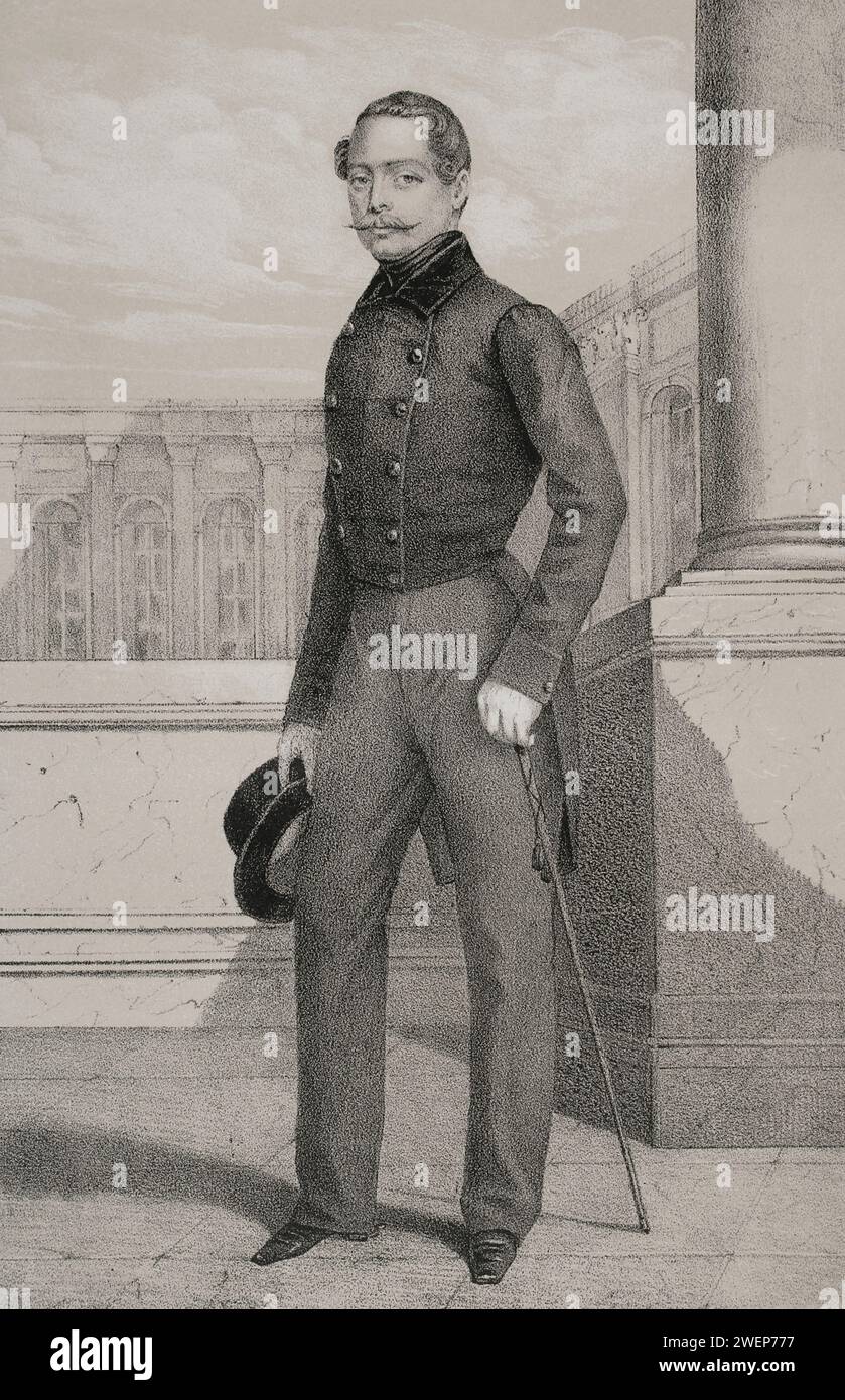Ludwig III. (1806-1877). Großherzog von Hessen und am Rhein (1848-1877). Hochformat. Zeichnung von C. Legrand. Lithographie von J. Donón. Reyes Contemporáneos (Zeitgenössische Könige). Band II Veröffentlicht in Madrid, 1852. Stockfoto