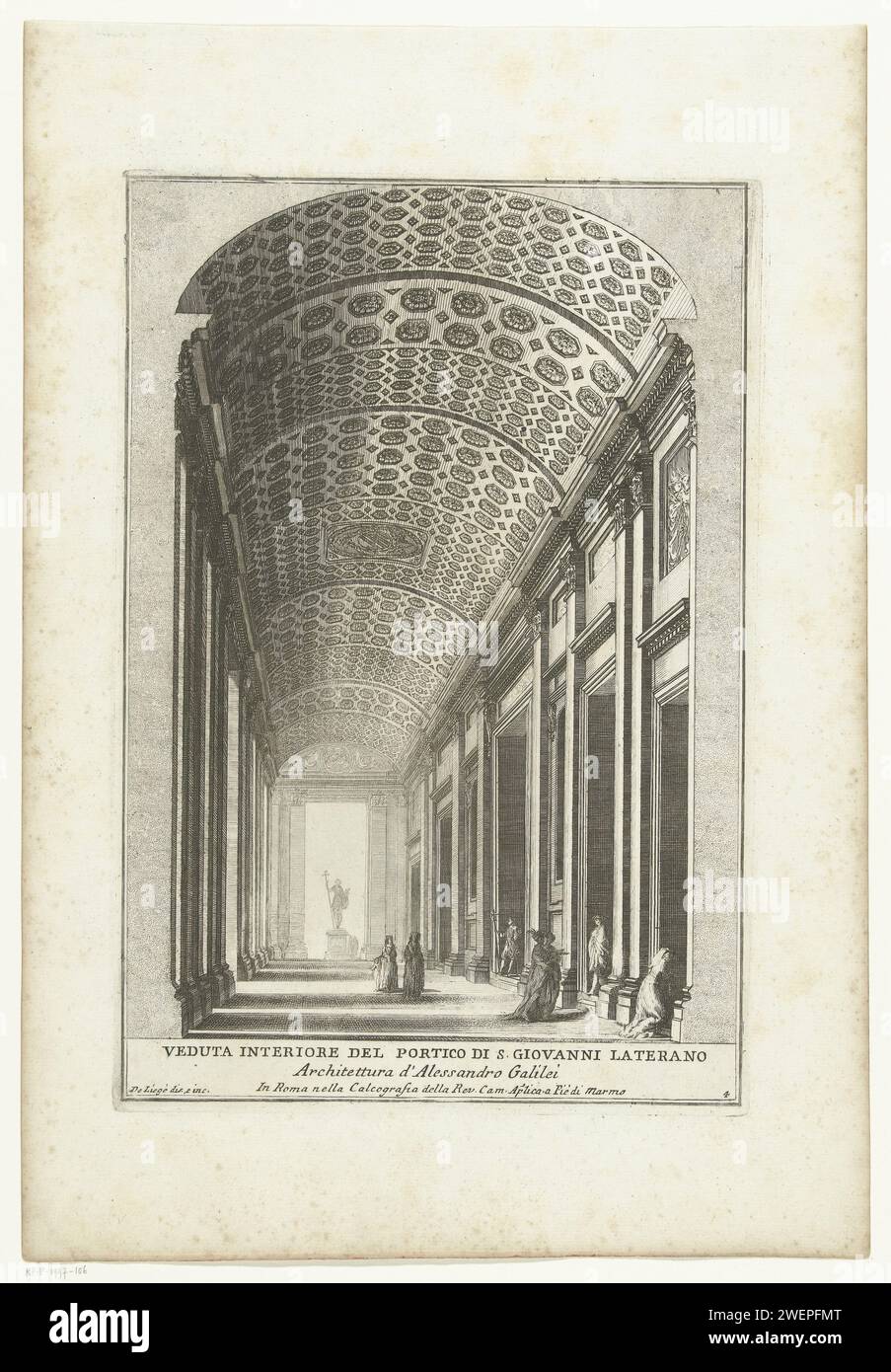 Päpstliche Basilika Saint-Jan van Lateranen, de Liège, nach Alessandro Galilei, um 1700 - um 1760 Druckstich Stockfoto