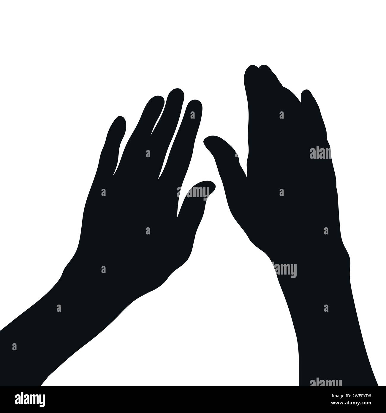 Silhouette der Hände, die über die Oberfläche streichen. Silhouette der menschlichen Hände. Vektorabbildung Stock Vektor