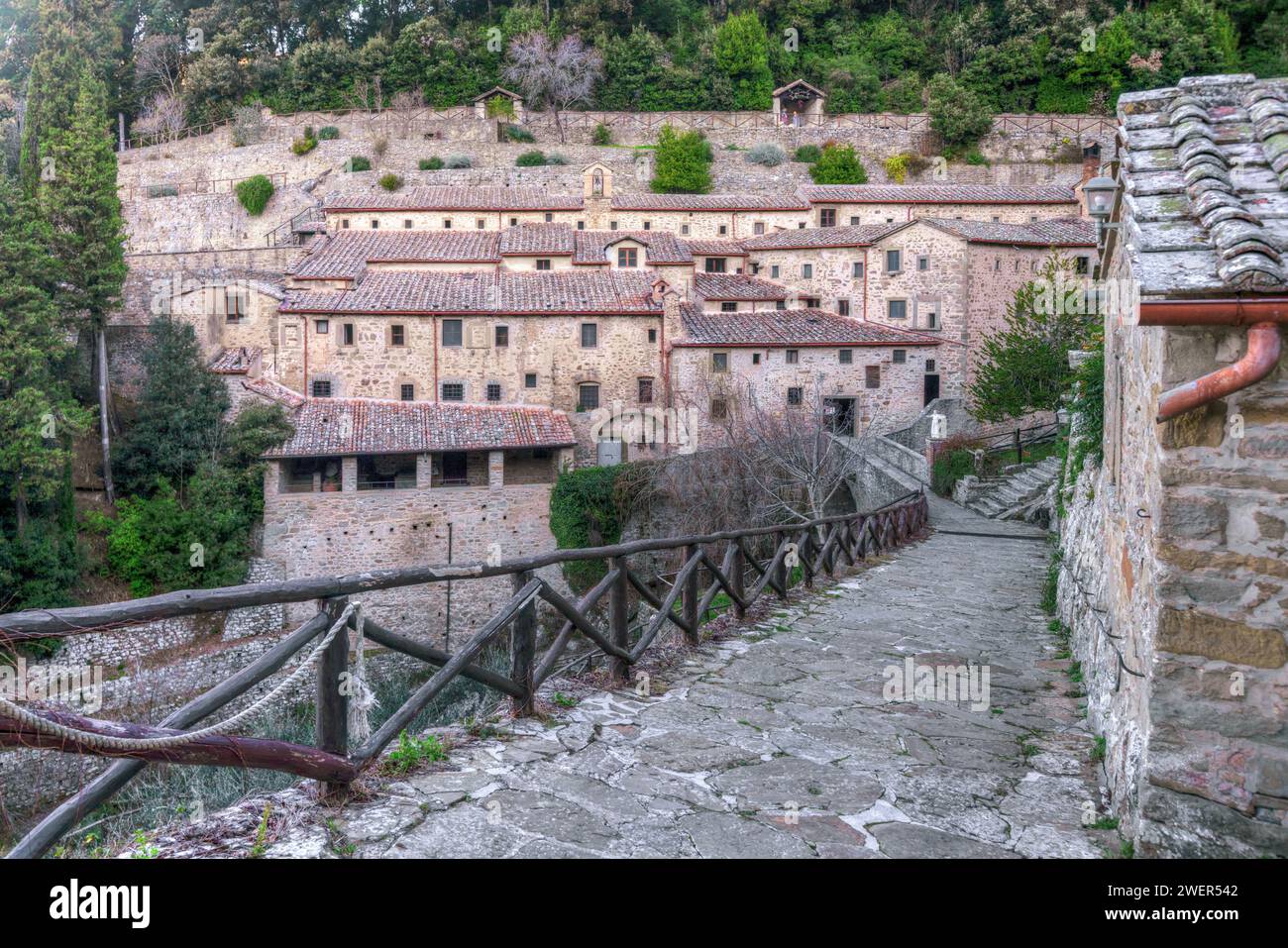 Die Eremitage Le Celle bei Cortona, Toskana, Italien Stockfoto