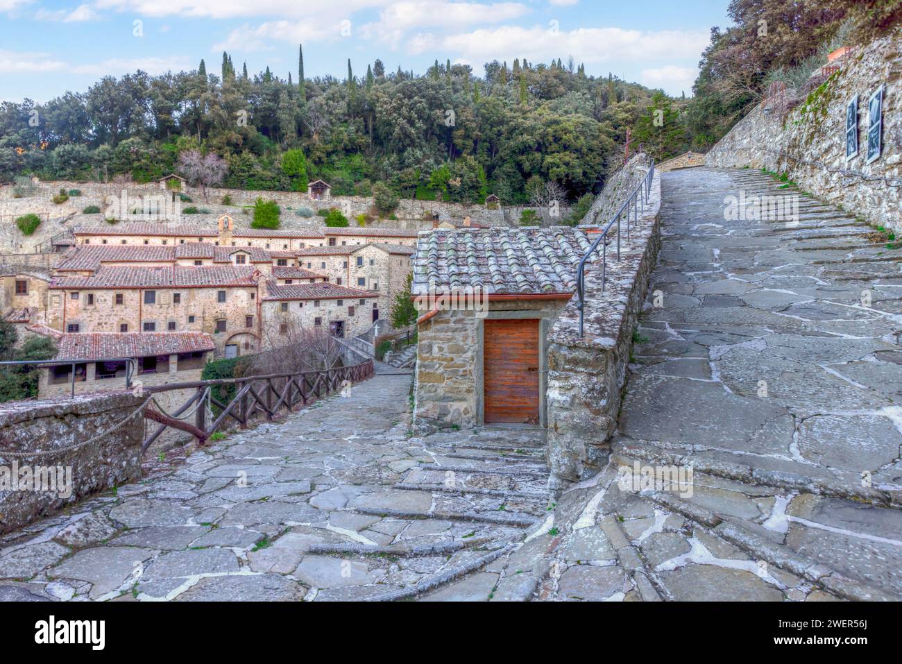 Die Eremitage Le Celle bei Cortona, Toskana, Italien Stockfoto