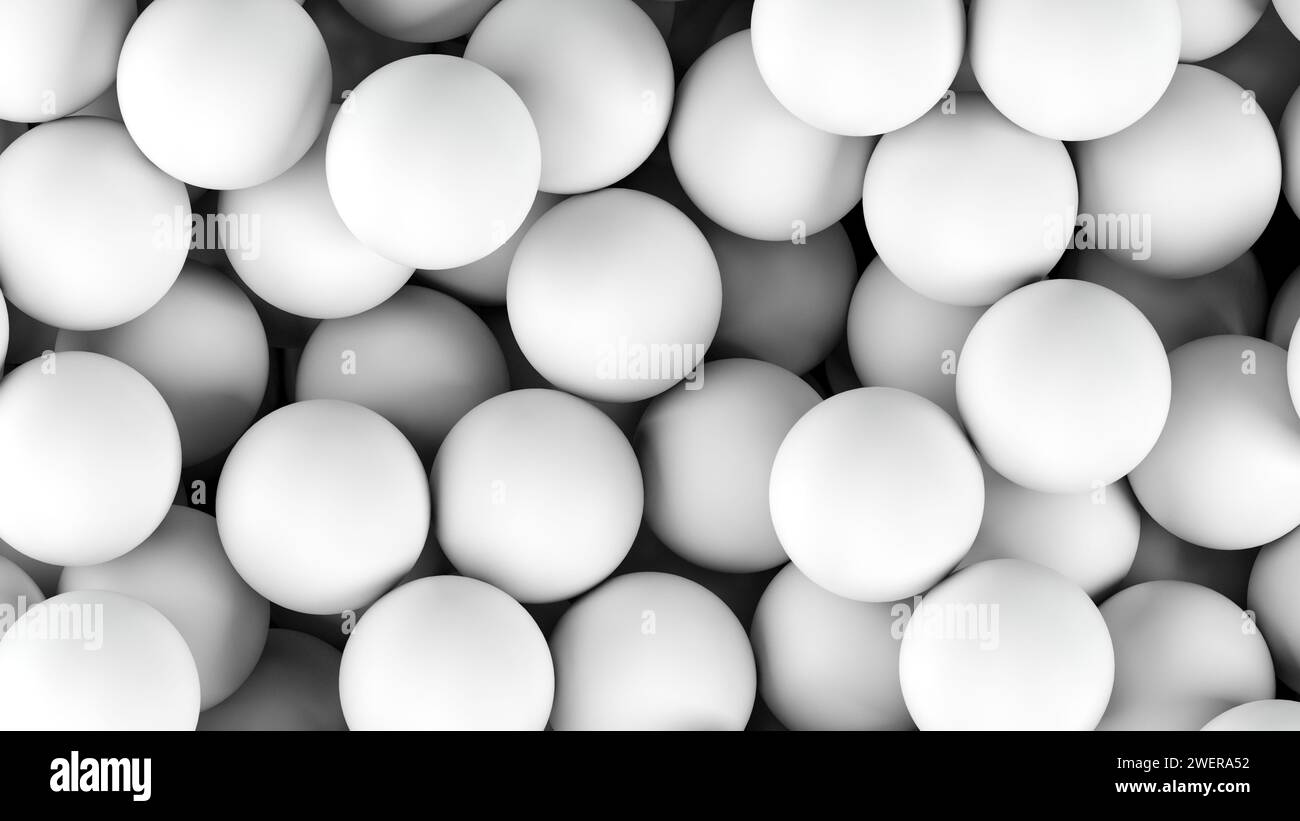 Weiße Kugeln. 3D-Abbildung. Stockfoto