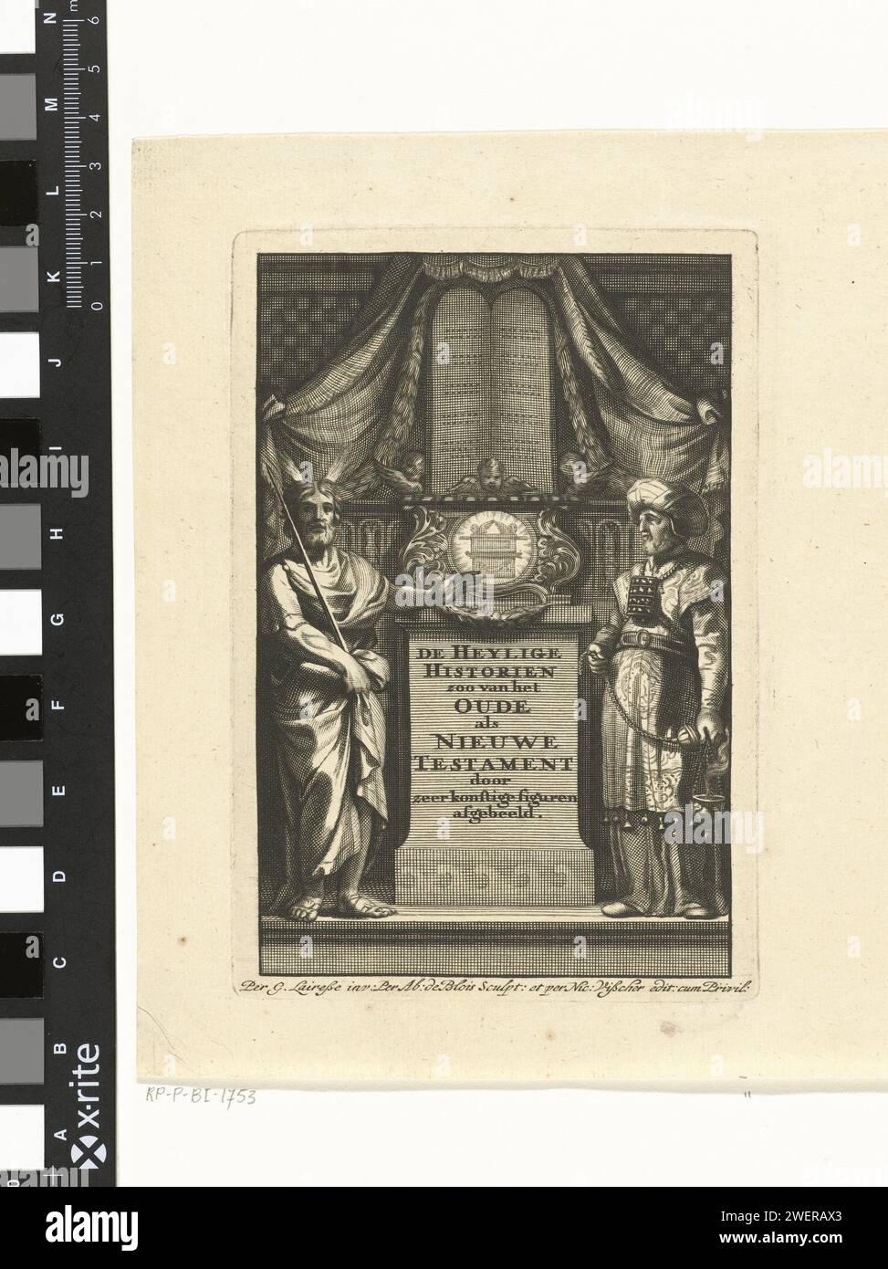 Allegory on the Old and New Testament with Moses and Aaron, Abraham de Blois, nach Gerard de Lairesse, 1651–1679 Druck Allegory on the Old and New Testament with the Glorification of the Tables of the Law and the Ark of the Covenant on the Podest. Moses und Aaron als Hohepriester sind auf beiden Seiten. Ein zweites Album mit einer anderen Titelseite wird auf das Magazin gedruckt. Papiergravur Ark of the Covenant  jüdische Religion. Moses (nicht im biblischen Kontext); mögliche Attribute: Lichtstrahlen oder Hörner auf seinem Kopf, Stab, Gesetztafeln. Aaron (nicht im biblischen Kontext); mögliche Attribute: A Stockfoto Allegory on the Old and New Testament with Moses and Aaron, Abraham de Blois, nach Gerard de Lairesse, 1651–1679 Druck Allegory on the Old and New Testament with the Glorification of the Tables of the Law and the Ark of the Covenant on the Podest. Moses und Aaron als Hohepriester sind auf beiden Seiten. Ein zweites Album mit einer anderen Titelseite wird auf das Magazin gedruckt. Papiergravur Ark of the Covenant  jüdische Religion. Moses (nicht im biblischen Kontext); mögliche Attribute: Lichtstrahlen oder Hörner auf seinem Kopf, Stab, Gesetztafeln. Aaron (nicht im biblischen Kontext); mögliche Attribute: A Stockfoto
