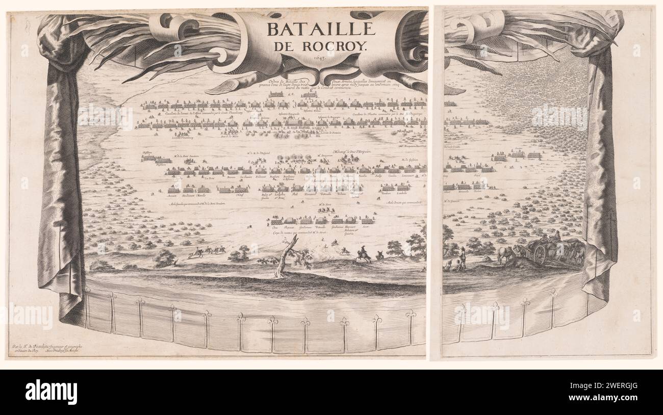 Schlacht von Rocroi, Francois Collignon, 1643 Druckpapier Gravur und Gravur Battle Crocroi Stockfoto