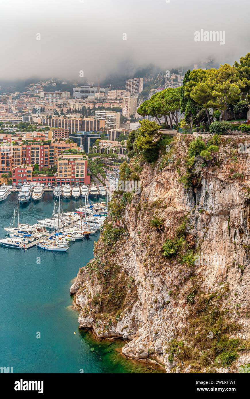 Blick vom Jardins Saint-Marie auf die Skyline von Monte Carlo in Monaco Stockfoto