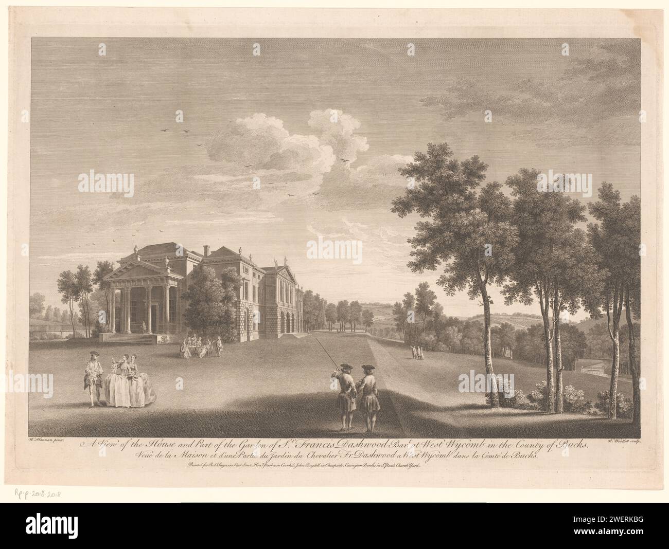 Riese am West Wycombe Park, William Wooolt, nach William Hannan, 1749–1752 Druckpapier Gravur Castle West Wycombe Park Stockfoto