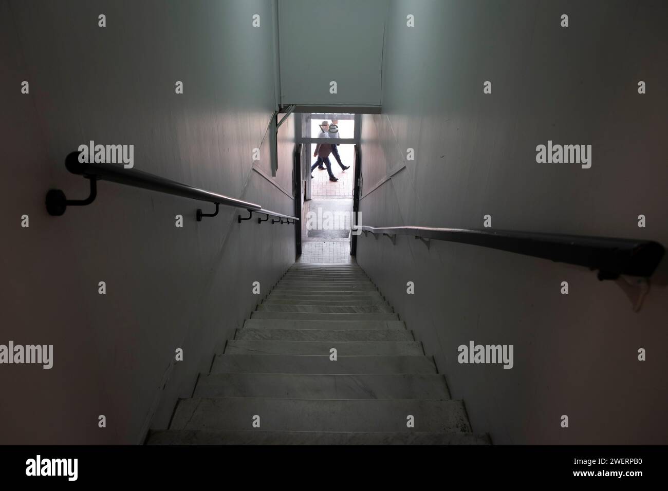 Treppe führt zur Straße, Wellington, Nordinsel, Neuseeland Stockfoto