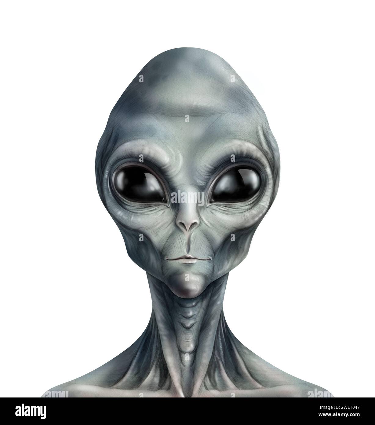 Alien isoliert auf weiß, Illustration. Extraterrestrisches Leben Stockfoto