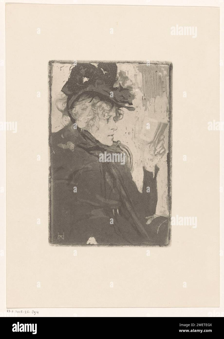Lesende Frau, 1902 gedruckte Zeitung, Nachrichtenblatt Stockfoto
