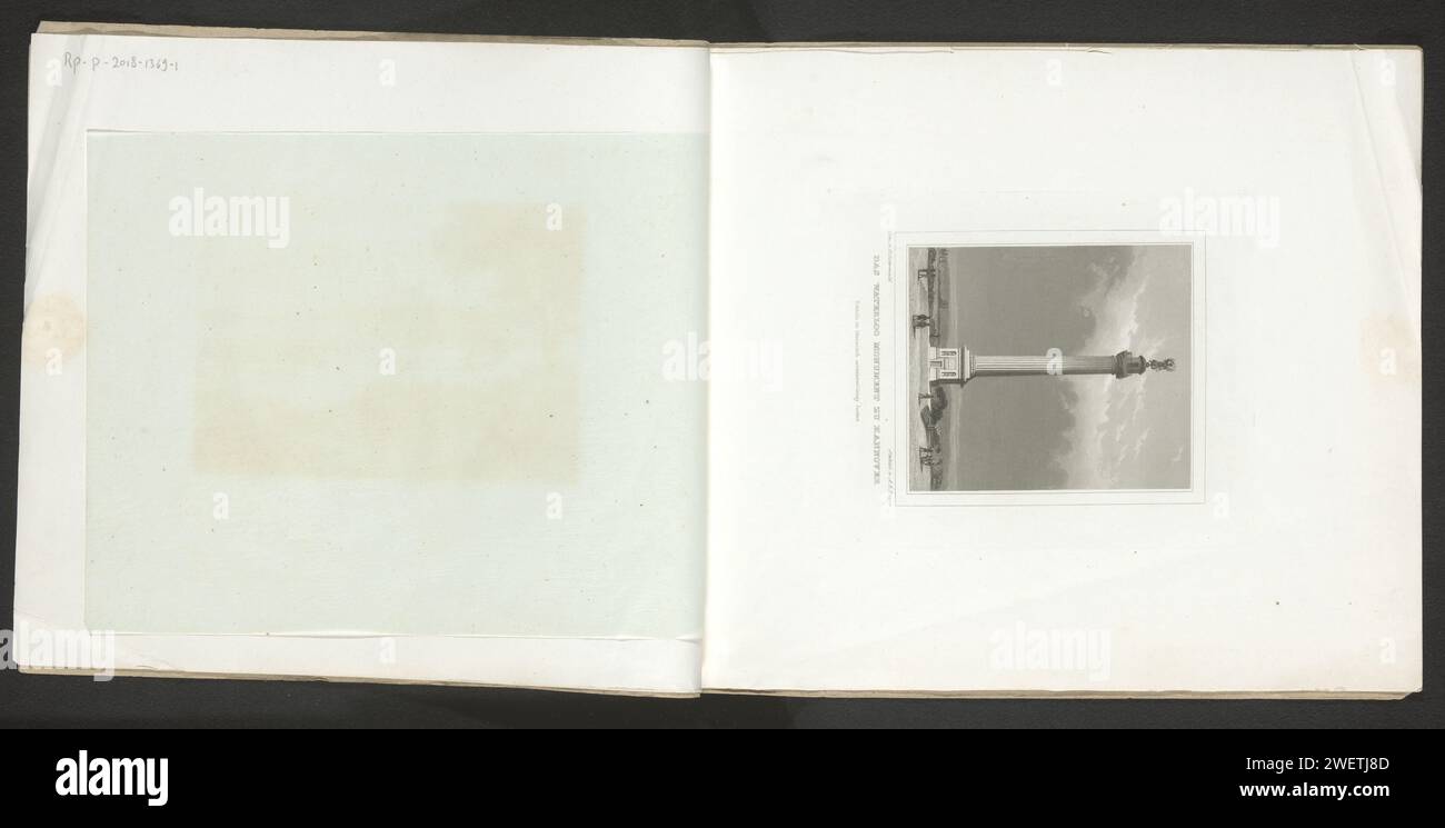Blick auf das Waterloo-Denkmal, in Hannover, Albert Henry Payne, nach Georg Osterwald, 1839 Druck dieser Druck ist Teil eines Covers mit drei Drucken. Papier Stahl Gravur Denkmal, Statue Hannover Stockfoto