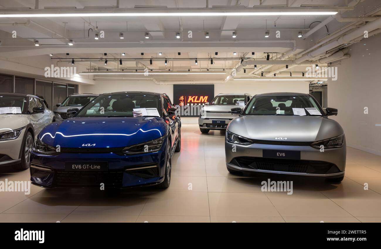 Südkoreanischer Elektroauto-Hersteller KIA, Hongkong, China. Stockfoto