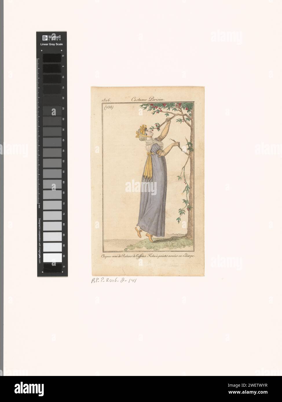 Journal of Ladies and Fashion, 1806 Zeitung. Drucktinte. Aquarellfarben (Farbe) zum Ätzen von Modeplatten Stockfoto
