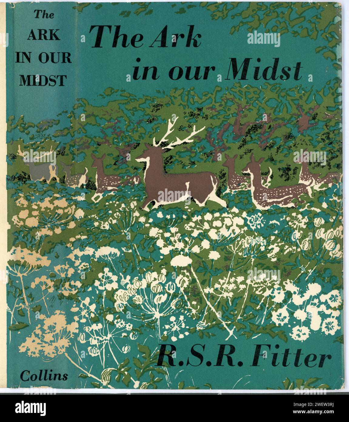 Original Retro-Buchcover - The Ark in Our Midst, „The Story of the eingeführte Animals of Britain: Birds, Beasts, Reptiles, Amphibians, Fishes“. R. S. R. FITTER 1959 Stockfoto