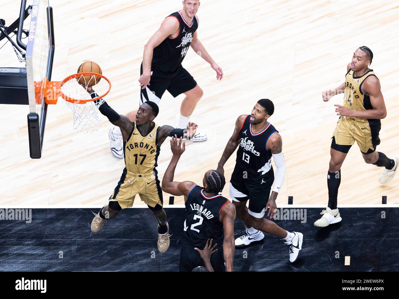 Toronto, Kanada. Januar 2024. Dennis Schroder (1. L) von Toronto