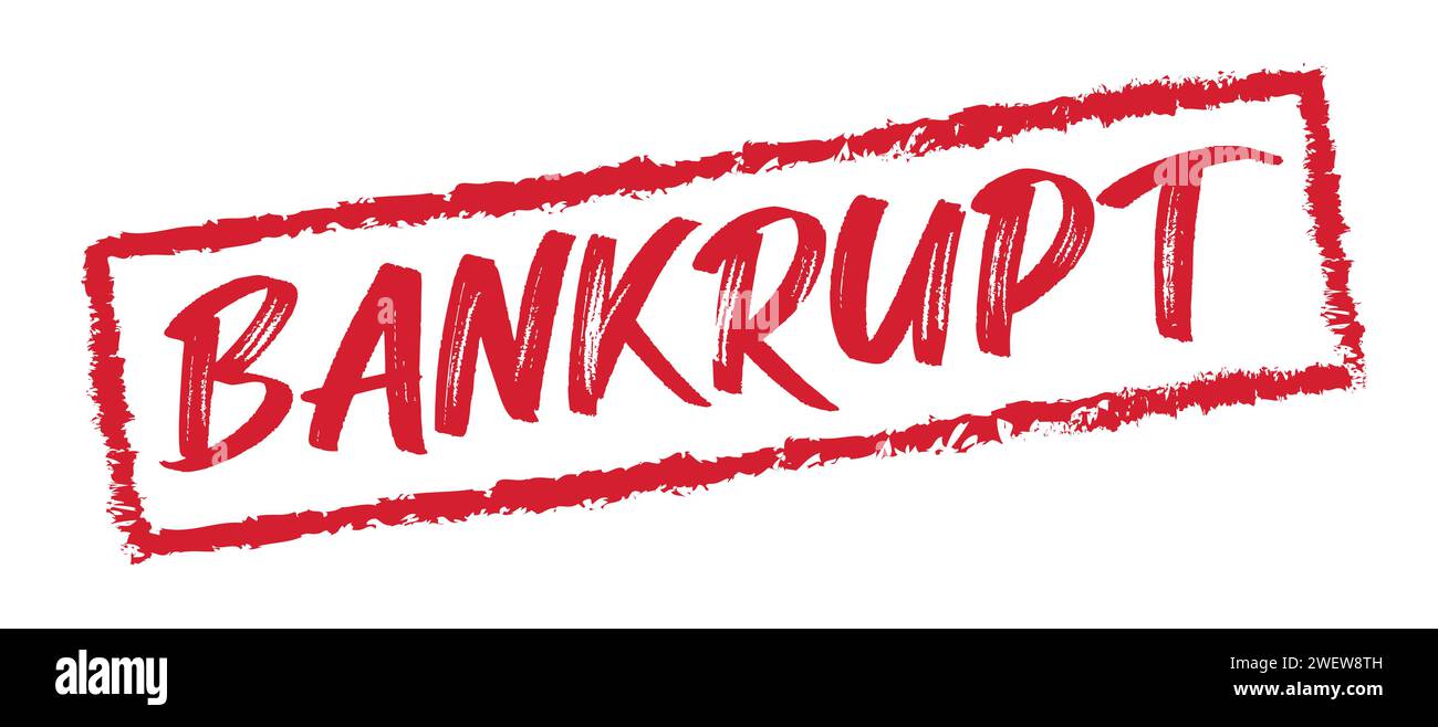Bankrottstempel. Krisen-, Rezession- und Konkurskonzepte. Wirtschaftsverschuldung Stock Vektor