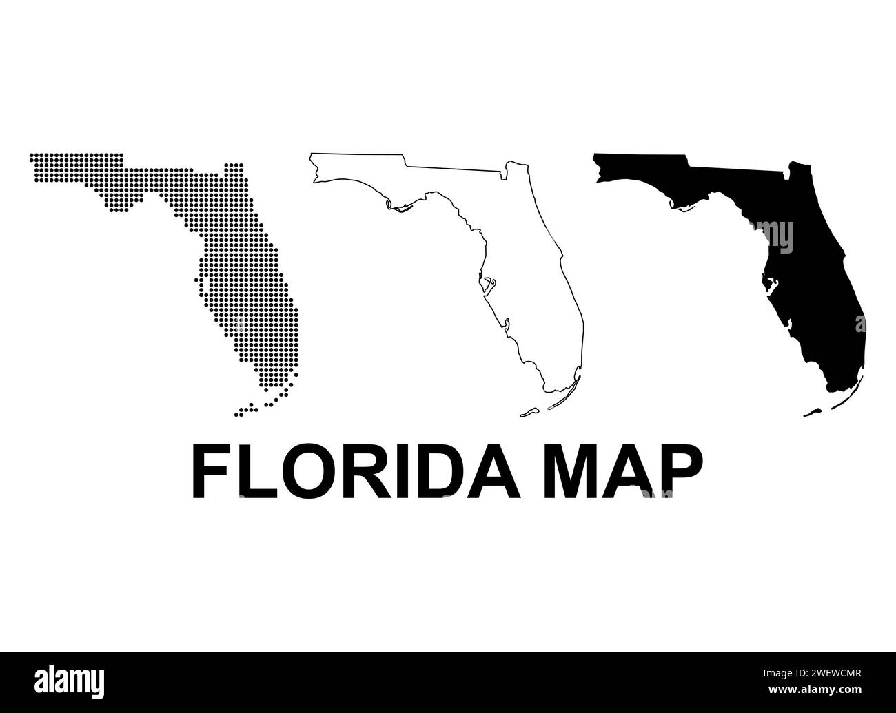 Karte von Florida, vereinigte Staaten von amerika. Vektordarstellung für Symbole mit flachem Konzept. Stock Vektor