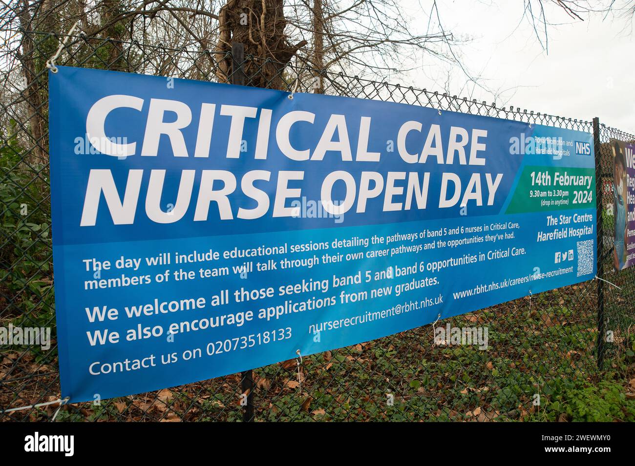 Harefield, Großbritannien. Januar 2024. Am 14. Februar veranstalten die Royal Brompton und Harefield Hospitals einen Tag der offenen Tür in ihrem Herzkrankenhaus in Harefield im Londoner Stadtteil Hillingdon. Sie rekrutieren Intensivpflegekräfte der Gruppen 5 und 6. Kredit: Maureen McLean/Alamy Stockfoto