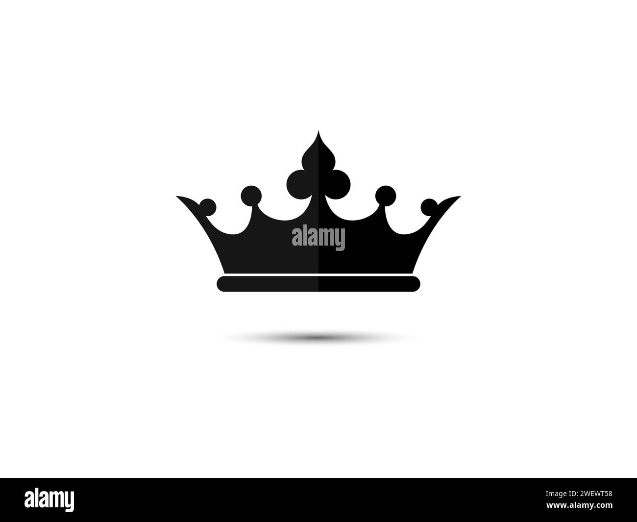 Einfache und elegante schwarze Kronenkrone, die Monarchie oder Königtum symbolisiert Stockfoto