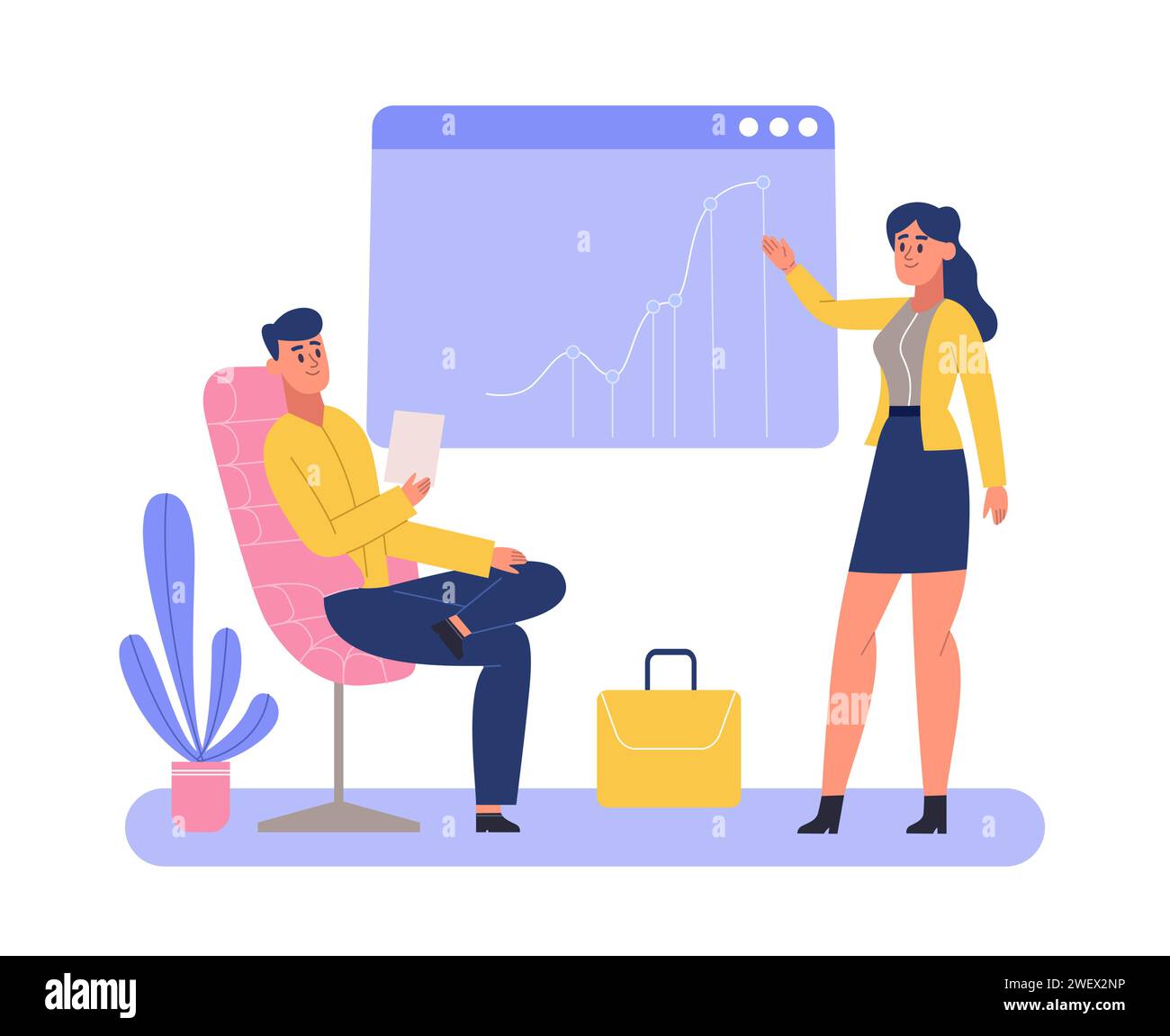 Mitarbeiter, die Finanzen analysieren. Büromitarbeiter erstellen Projekte Stock Vektor
