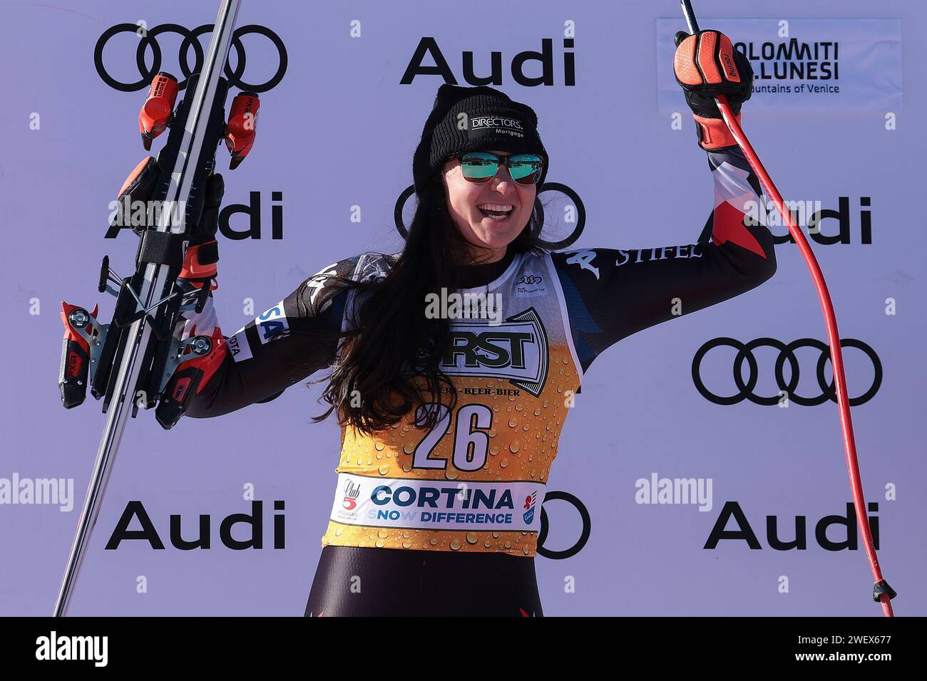 ALPINSKI - FIS WC 2023-2024Frauen-Weltmeisterschaft DH Cortina D'Ampezzo, Venetien, Italien 27. Januar 2024 - Samstag Fotoshows: WILES Jacqueline (USA) ZWEITE GEHEIME Credit: Independent Photo Agency Srl/Alamy Live News Stockfoto