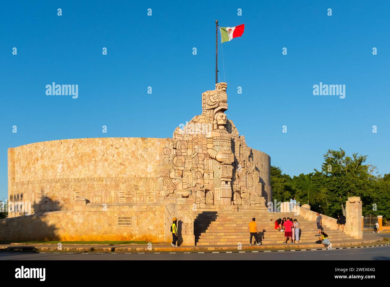 Das berühmte Monumento à la Patria am Paseo Montejo, Merida, Yucatan, Mexiko Stockfoto