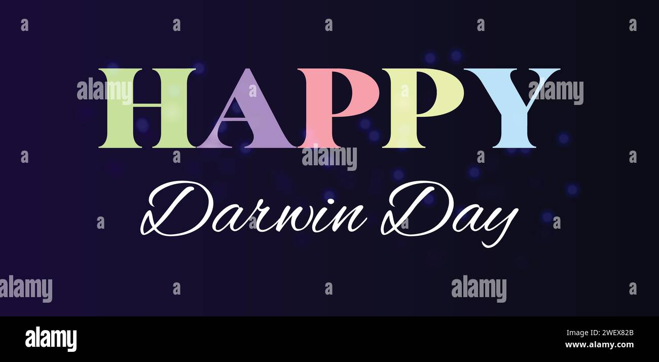 „Happy Darwin Day“-Text-Illustration Stock Vektor