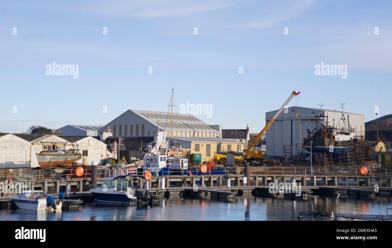 Bootswerft im Hafen, Girvan, South Ayrshire, Schottland, GB Stockfoto