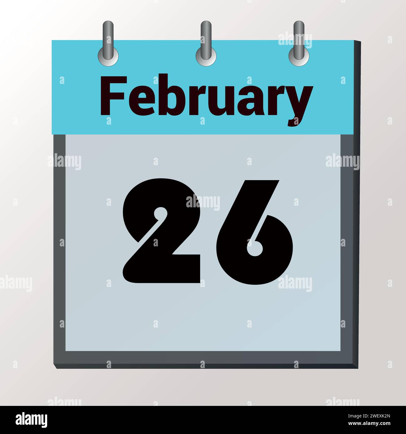 Tag im Kalender, Vektorbildformat, 26. Februar Stock Vektor
